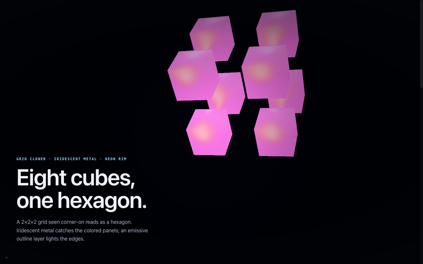 Cube Cluster — live nuflo scene