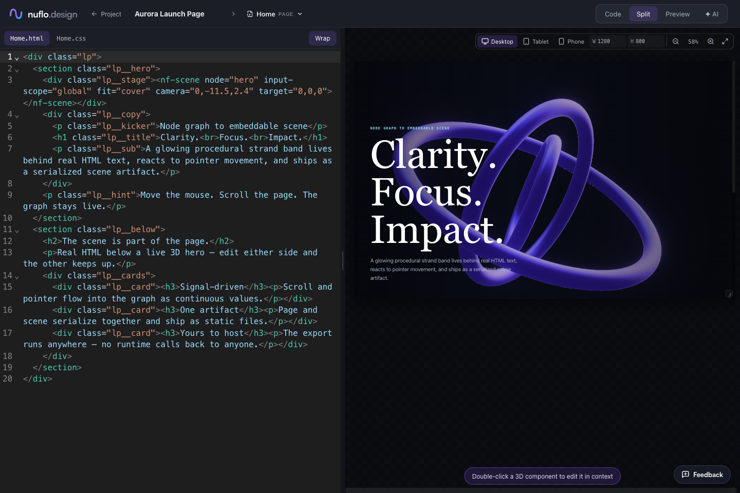Launch Microsite in the nuflo editor