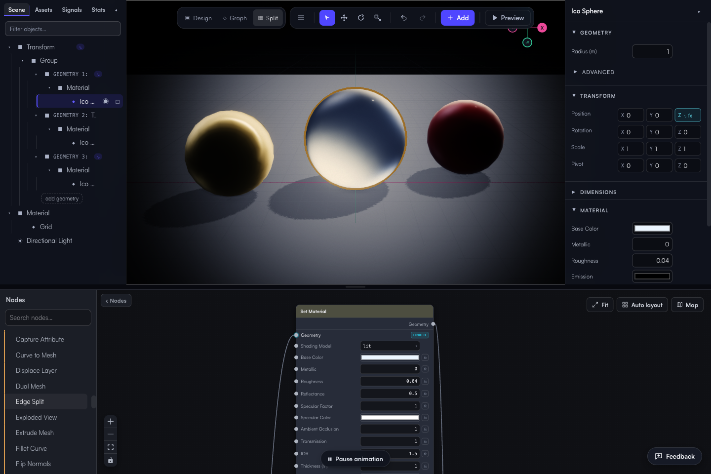 Graph & Render in the nuflo editor